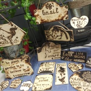 Basil Wood Burnt Hanging Garden Sign